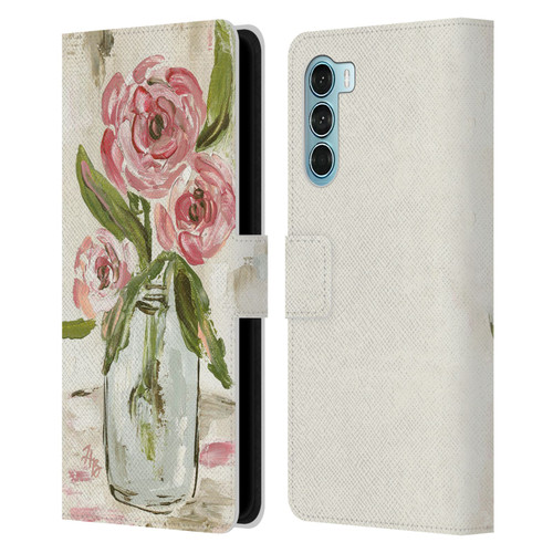 Haley Bush Floral Painting Pink Vase Leather Book Wallet Case Cover For Motorola Edge S30 / Moto G200 5G