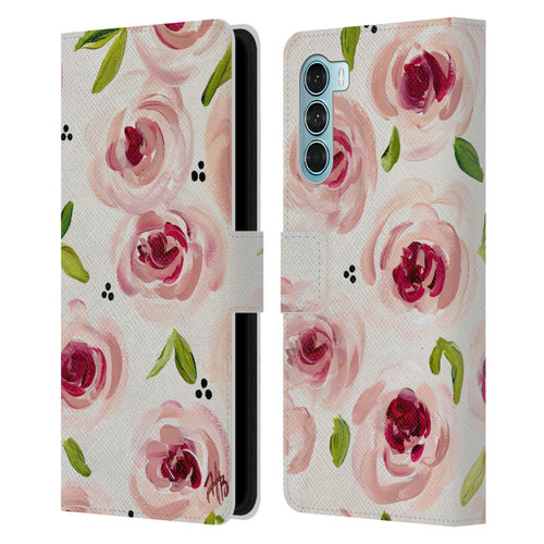 Haley Bush Floral Painting Pink Pattern Leather Book Wallet Case Cover For Motorola Edge S30 / Moto G200 5G