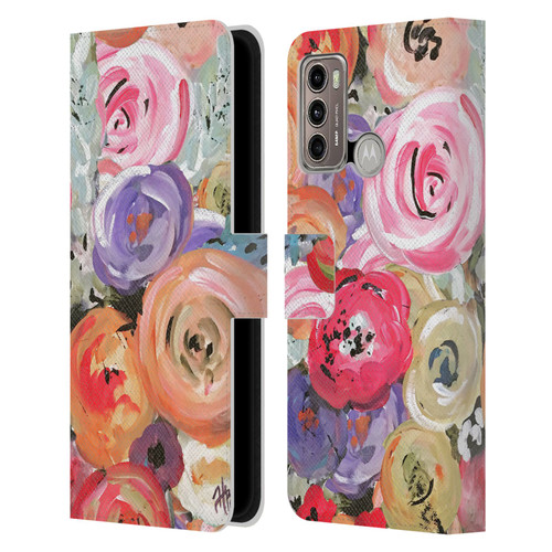 Haley Bush Floral Painting Colorful Leather Book Wallet Case Cover For Motorola Moto G60 / Moto G40 Fusion