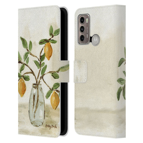 Haley Bush Floral Painting Lemon Branch Vase Leather Book Wallet Case Cover For Motorola Moto G60 / Moto G40 Fusion