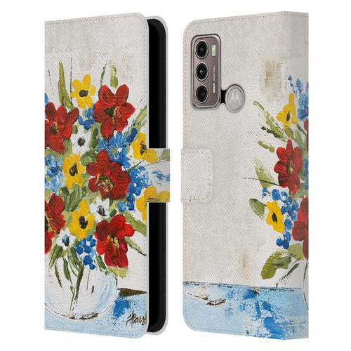 Haley Bush Floral Painting Patriotic Leather Book Wallet Case Cover For Motorola Moto G60 / Moto G40 Fusion