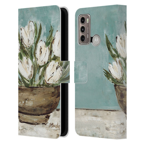 Haley Bush Floral Painting Tulip Bowl Leather Book Wallet Case Cover For Motorola Moto G60 / Moto G40 Fusion