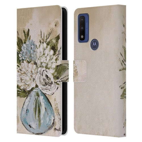 Haley Bush Floral Painting Blue And White Vase Leather Book Wallet Case Cover For Motorola G Pure