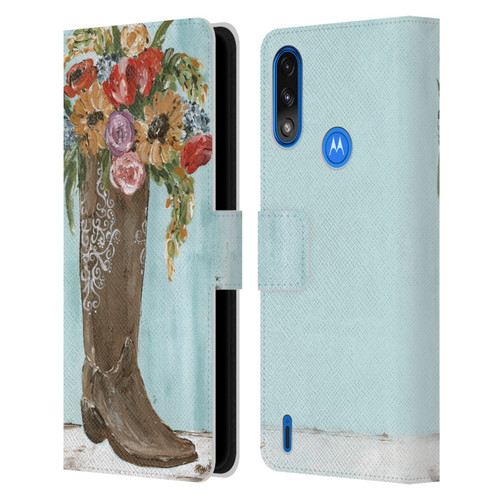 Haley Bush Floral Painting Boot Leather Book Wallet Case Cover For Motorola Moto E7 Power / Moto E7i Power