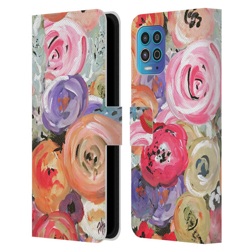 Haley Bush Floral Painting Colorful Leather Book Wallet Case Cover For Motorola Moto G100