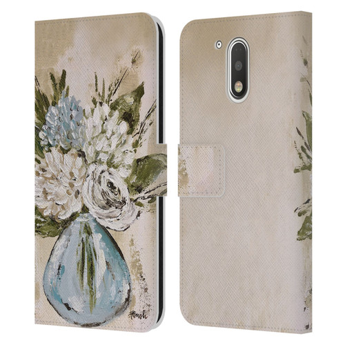 Haley Bush Floral Painting Blue And White Vase Leather Book Wallet Case Cover For Motorola Moto G41