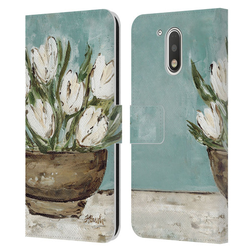 Haley Bush Floral Painting Tulip Bowl Leather Book Wallet Case Cover For Motorola Moto G41