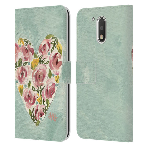 Haley Bush Floral Painting Valentine Heart Leather Book Wallet Case Cover For Motorola Moto G41