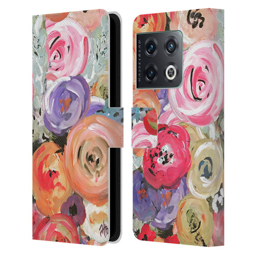 Haley Bush Floral Painting Colorful Leather Book Wallet Case Cover For OnePlus 10 Pro