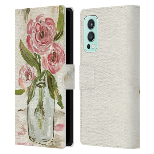 Haley Bush Floral Painting Pink Vase Leather Book Wallet Case Cover For OnePlus Nord 2 5G