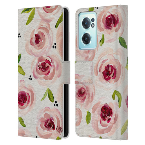 Haley Bush Floral Painting Pink Pattern Leather Book Wallet Case Cover For OnePlus Nord CE 2 5G