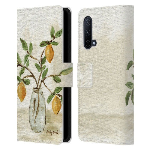 Haley Bush Floral Painting Lemon Branch Vase Leather Book Wallet Case Cover For OnePlus Nord CE 5G