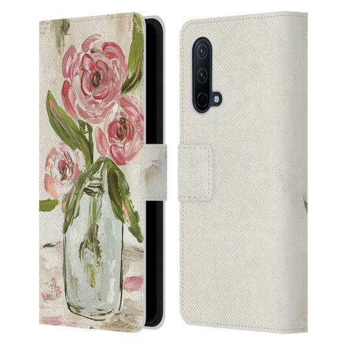 Haley Bush Floral Painting Pink Vase Leather Book Wallet Case Cover For OnePlus Nord CE 5G