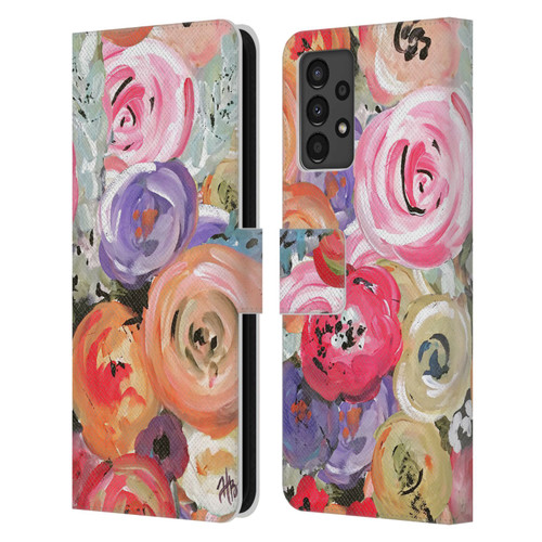 Haley Bush Floral Painting Colorful Leather Book Wallet Case Cover For Samsung Galaxy A13 (2022)