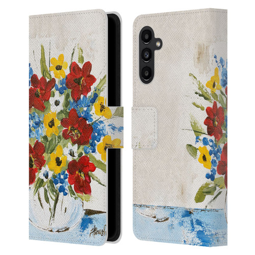 Haley Bush Floral Painting Patriotic Leather Book Wallet Case Cover For Samsung Galaxy A13 5G (2021)