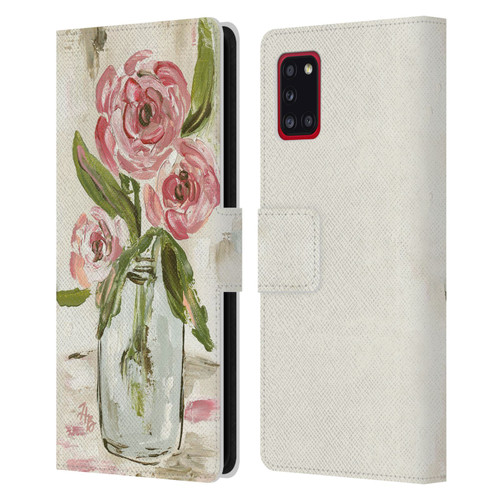 Haley Bush Floral Painting Pink Vase Leather Book Wallet Case Cover For Samsung Galaxy A31 (2020)