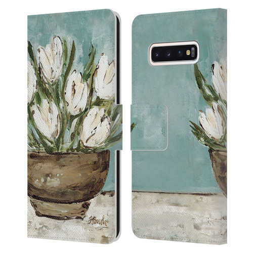 Haley Bush Floral Painting Tulip Bowl Leather Book Wallet Case Cover For Samsung Galaxy S10