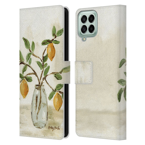 Haley Bush Floral Painting Lemon Branch Vase Leather Book Wallet Case Cover For Samsung Galaxy M53 (2022)