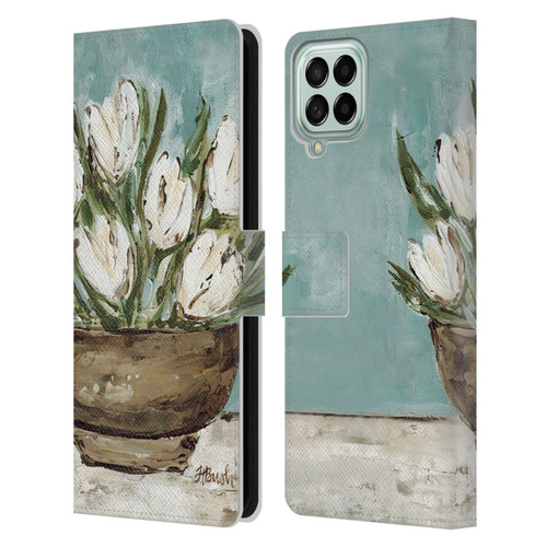 Haley Bush Floral Painting Tulip Bowl Leather Book Wallet Case Cover For Samsung Galaxy M53 (2022)