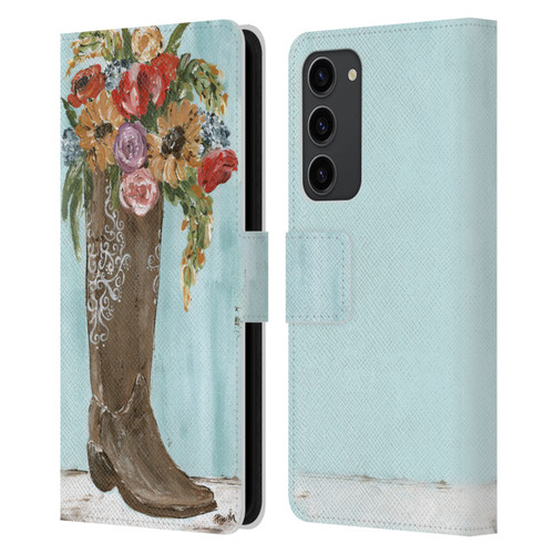 Haley Bush Floral Painting Boot Leather Book Wallet Case Cover For Samsung Galaxy S23+ 5G