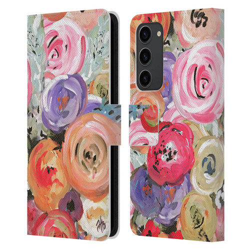 Haley Bush Floral Painting Colorful Leather Book Wallet Case Cover For Samsung Galaxy S23+ 5G