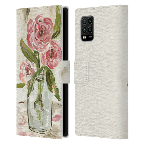 Haley Bush Floral Painting Pink Vase Leather Book Wallet Case Cover For Xiaomi Mi 10 Lite 5G