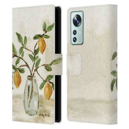 Haley Bush Floral Painting Lemon Branch Vase Leather Book Wallet Case Cover For Xiaomi 12