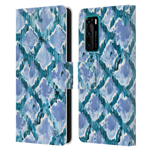 Haley Bush Pattern Painting Blue Diamond Leather Book Wallet Case Cover For Huawei P40 5G