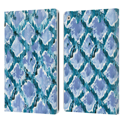 Haley Bush Pattern Painting Blue Diamond Leather Book Wallet Case Cover For Apple iPad 10.2 2019/2020/2021