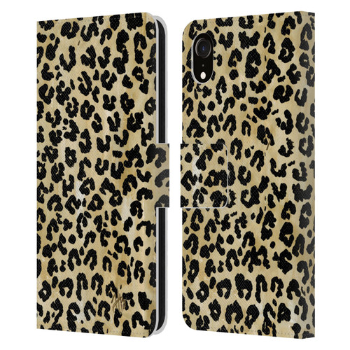 Haley Bush Pattern Painting Leopard Print Leather Book Wallet Case Cover For Apple iPhone XR