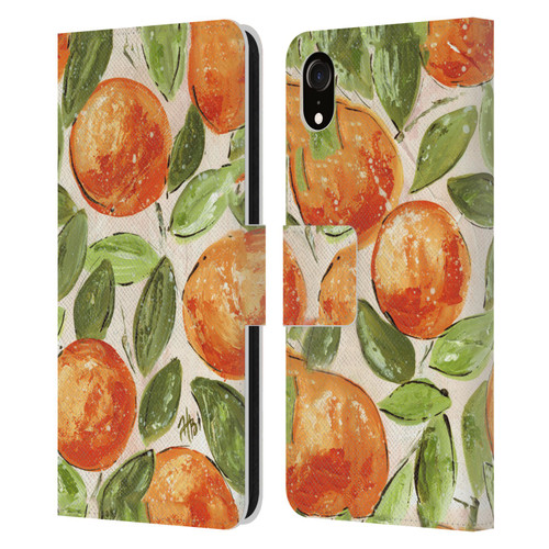 Haley Bush Pattern Painting Orange Splash Leather Book Wallet Case Cover For Apple iPhone XR