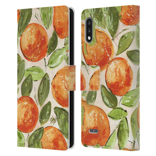 Haley Bush Pattern Painting Orange Splash Leather Book Wallet Case Cover For LG K22