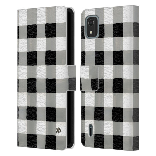 Haley Bush Pattern Painting Buffalo Check Black Leather Book Wallet Case Cover For Nokia C2 2nd Edition