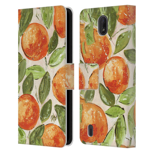 Haley Bush Pattern Painting Orange Splash Leather Book Wallet Case Cover For Nokia C01 Plus/C1 2nd Edition