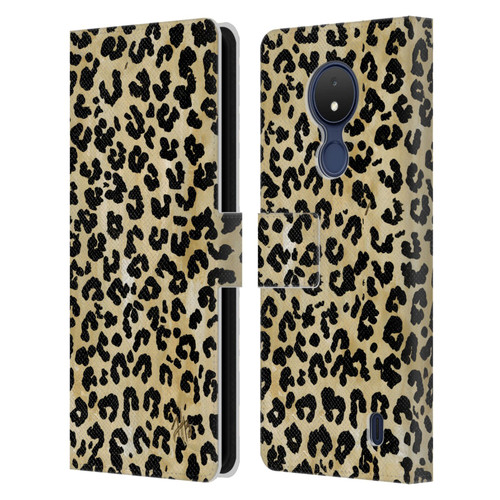 Haley Bush Pattern Painting Leopard Print Leather Book Wallet Case Cover For Nokia C21