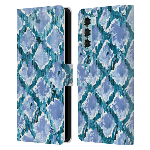 Haley Bush Pattern Painting Blue Diamond Leather Book Wallet Case Cover For Motorola Edge S30 / Moto G200 5G