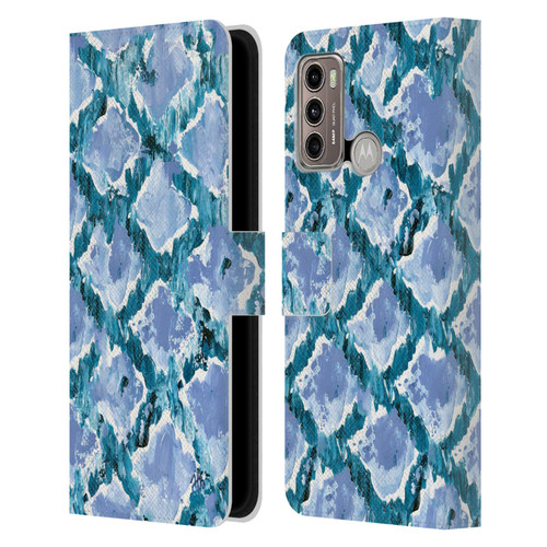 Haley Bush Pattern Painting Blue Diamond Leather Book Wallet Case Cover For Motorola Moto G60 / Moto G40 Fusion