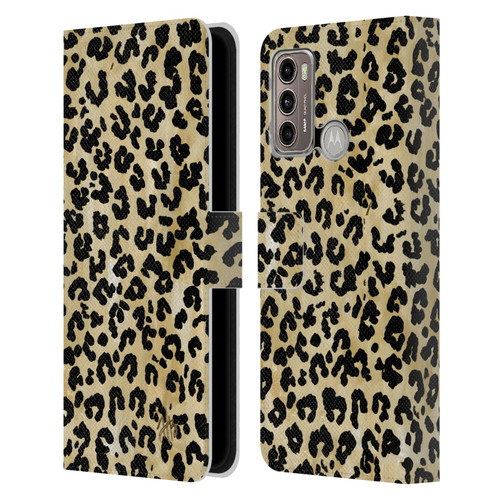 Haley Bush Pattern Painting Leopard Print Leather Book Wallet Case Cover For Motorola Moto G60 / Moto G40 Fusion