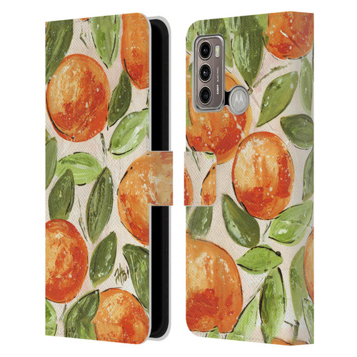 Haley Bush Pattern Painting Orange Splash Leather Book Wallet Case Cover For Motorola Moto G60 / Moto G40 Fusion