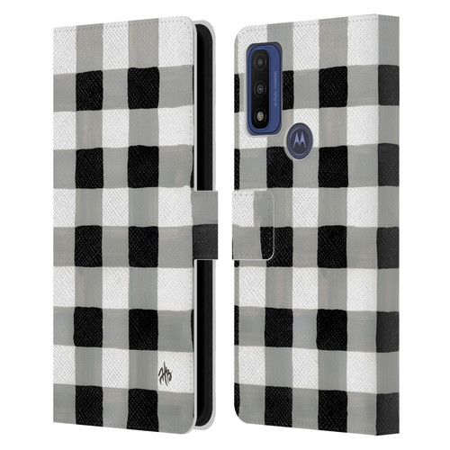 Haley Bush Pattern Painting Buffalo Check Black Leather Book Wallet Case Cover For Motorola G Pure