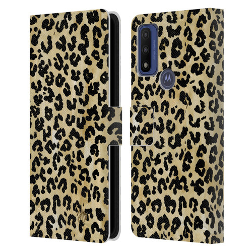 Haley Bush Pattern Painting Leopard Print Leather Book Wallet Case Cover For Motorola G Pure