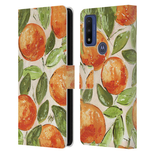 Haley Bush Pattern Painting Orange Splash Leather Book Wallet Case Cover For Motorola G Pure