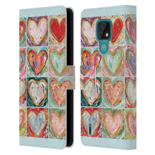 Haley Bush Pattern Painting Hearts Leather Book Wallet Case Cover For Motorola Moto E7