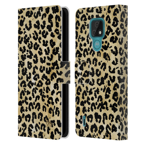 Haley Bush Pattern Painting Leopard Print Leather Book Wallet Case Cover For Motorola Moto E7