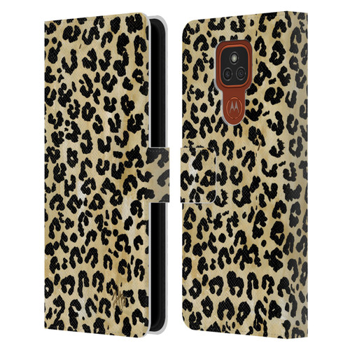 Haley Bush Pattern Painting Leopard Print Leather Book Wallet Case Cover For Motorola Moto E7 Plus