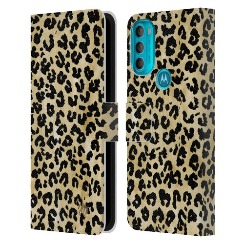 Haley Bush Pattern Painting Leopard Print Leather Book Wallet Case Cover For Motorola Moto G71 5G