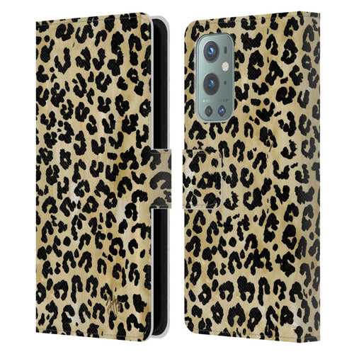 Haley Bush Pattern Painting Leopard Print Leather Book Wallet Case Cover For OnePlus 9