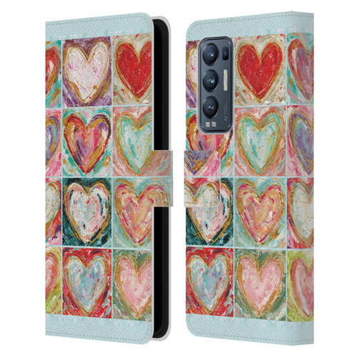 Haley Bush Pattern Painting Hearts Leather Book Wallet Case Cover For OPPO Find X3 Neo / Reno5 Pro+ 5G