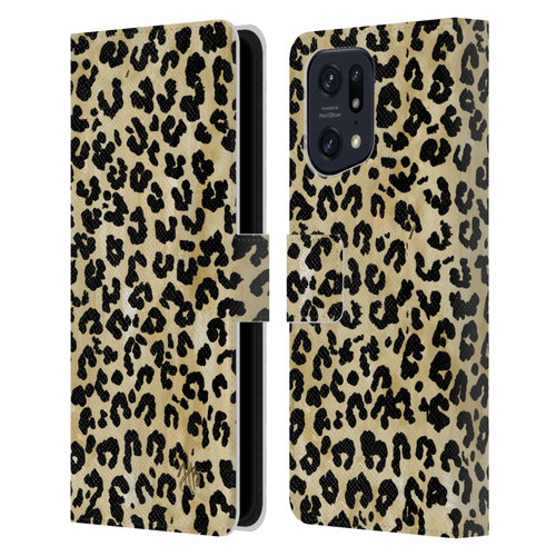 Haley Bush Pattern Painting Leopard Print Leather Book Wallet Case Cover For OPPO Find X5