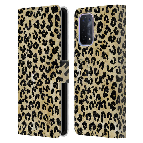 Haley Bush Pattern Painting Leopard Print Leather Book Wallet Case Cover For OPPO A54 5G